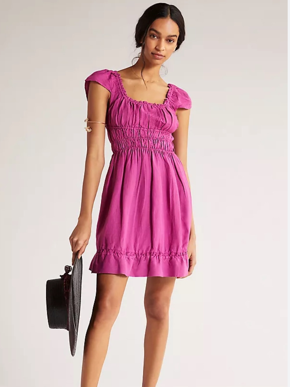 Anthropologie Smocked-Waist Mini Dress